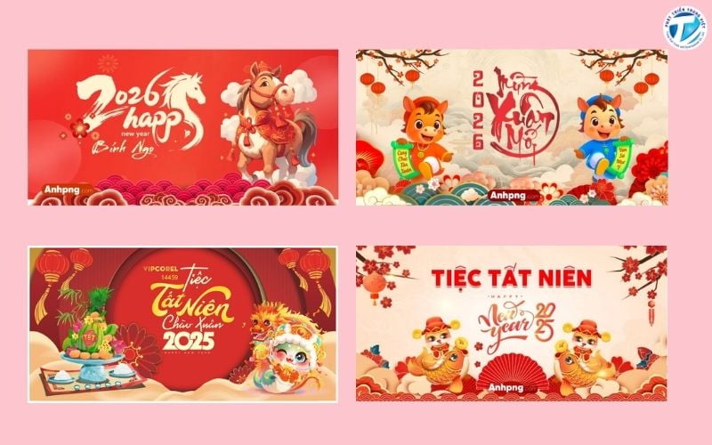 Mẫu băng rôn tất niên vui nhộn, sáng tạo